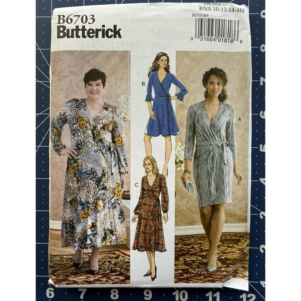 Butterick‎ Pattern B6703 Misses' Women's Wrap Dress Sizes 8-16 Uncut FF